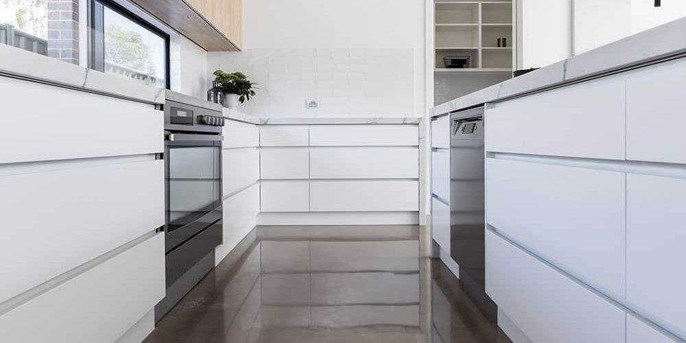 kitchen polished concrete floor