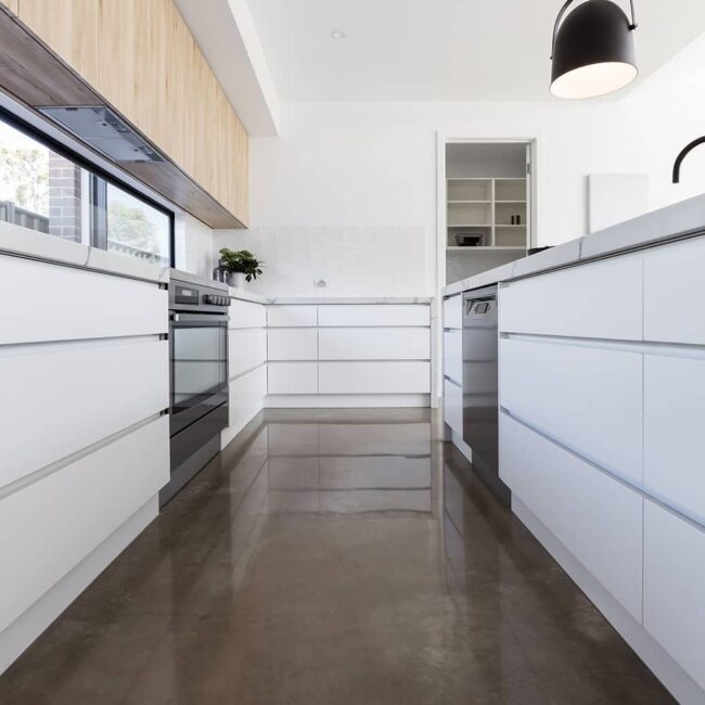 kitchen polished concrete floor